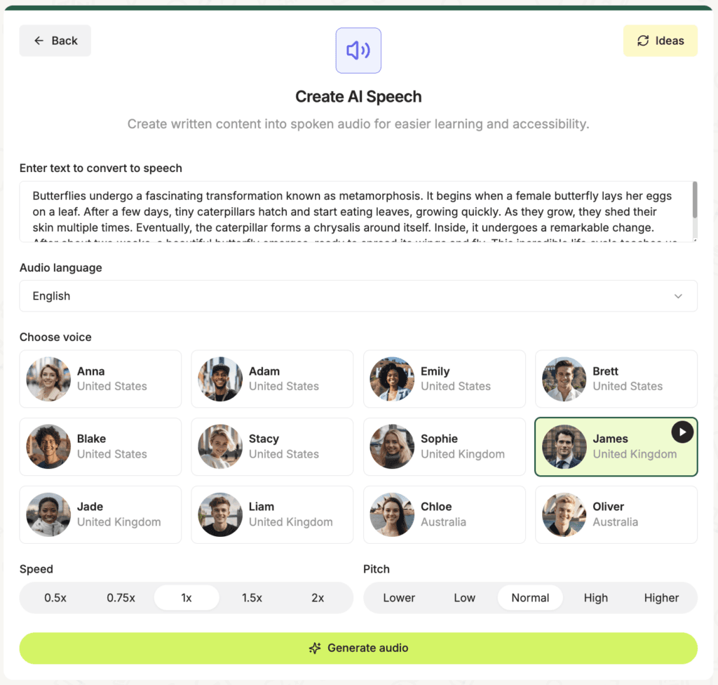 Leading the AI Voice Generators list, Edcafe AI