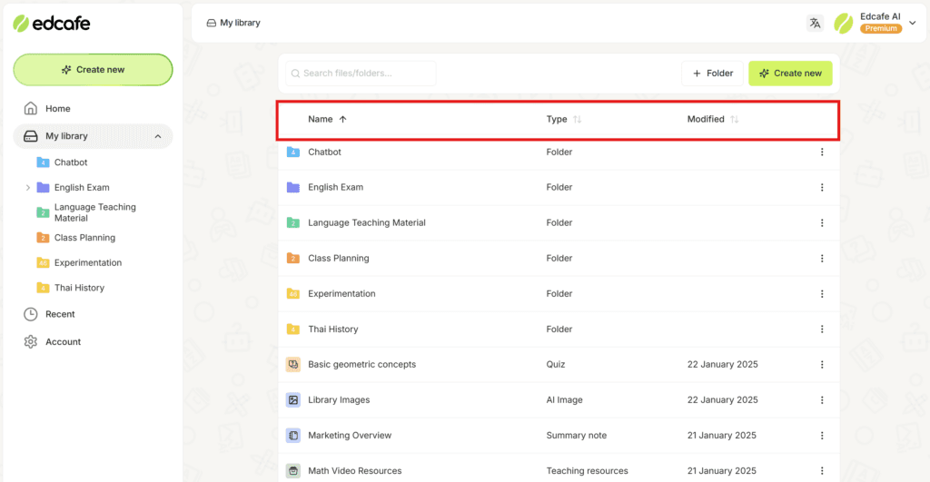 How to organize teaching materials using Edcafe AI's My Library