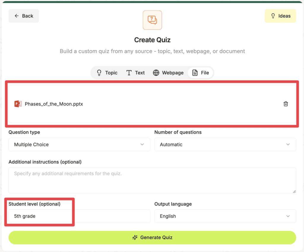 creating assessments with Edcafe AI