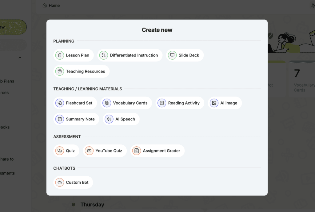 Tools you can use in Edcafe AI for Language Learning
